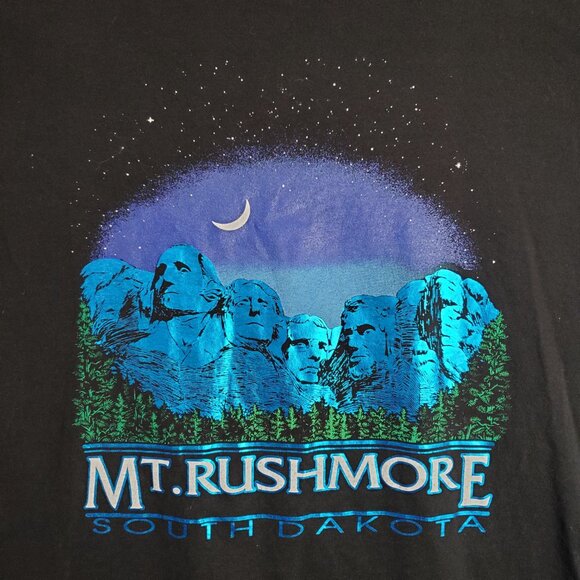 VINTAGE Mount Rushmore Men Shirt L Black President Night South Dakota 90s USA - Picture 9 of 9